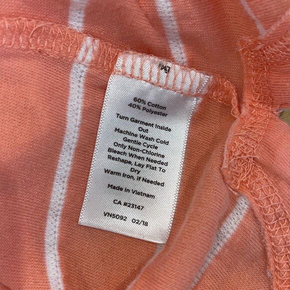 Talbots T by Talbots Scalloped Striped Long Sleeve Top Coral White Size Large - Picture 5 of 7